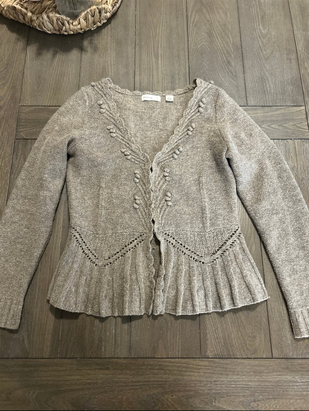 Peplum Knit Cardigan Sweater - Taupe